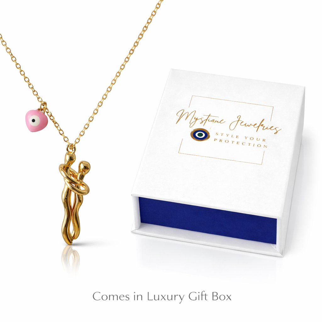 Mystique Jewelries 18K Gold Plated Waterproof Detachable Hug Necklace with Evil Eye Charm