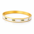 Mystique Jewelries White Vintage Evil Eye Enamel Gold Bangle Bracelet