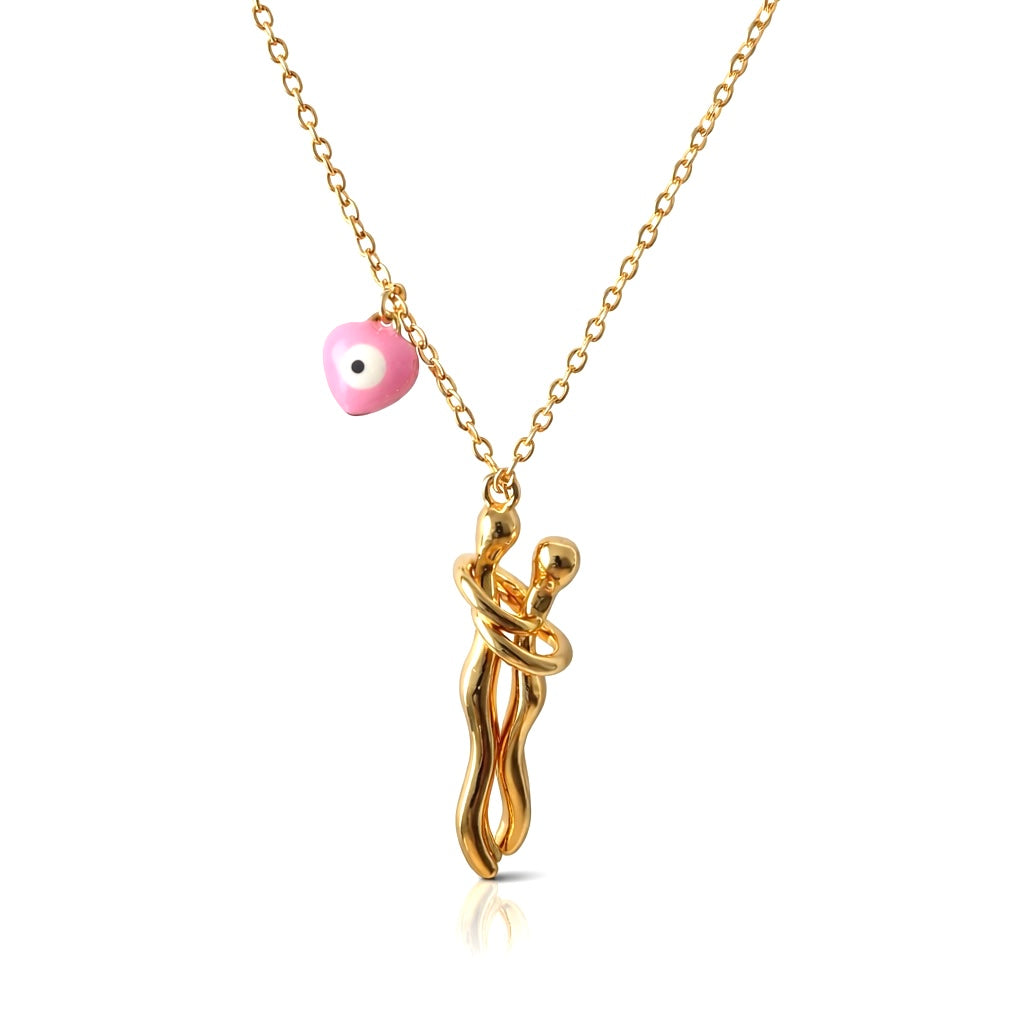 Mystique Jewelries 18K Gold Plated Waterproof Detachable Hug Necklace with Evil Eye Charm