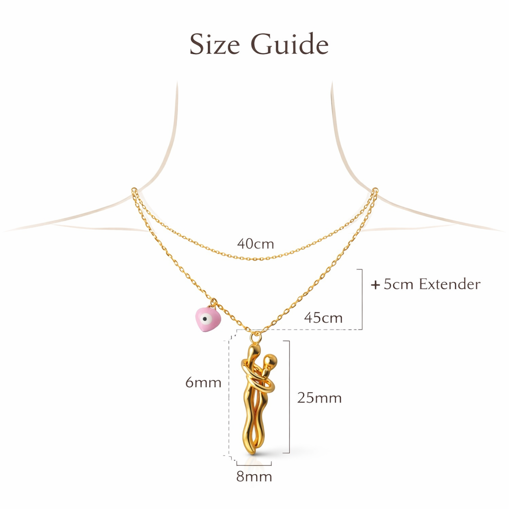 Mystique Jewelries 18K Gold Plated Waterproof Detachable Hug Necklace with Evil Eye Charm