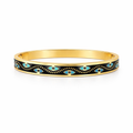 Mystique Jewelries Black Vintage 18k gold plated Evil Eye Stainless Steel and Blue Enamel Stackable Fashion Bangle