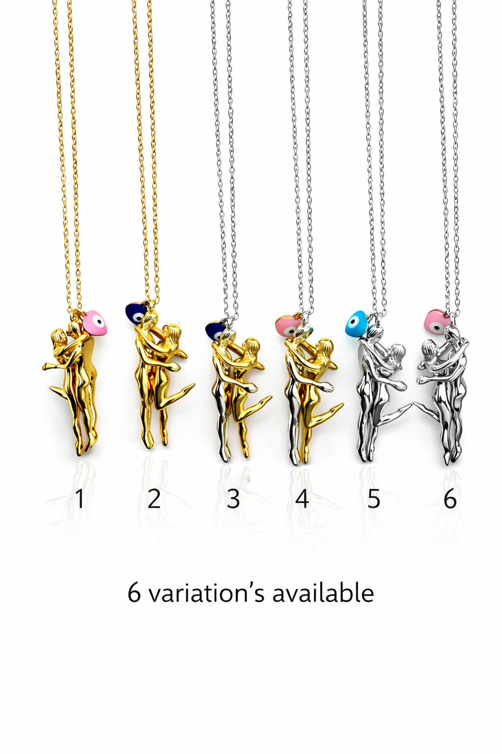 Mystique Jewelries Couple Hug Pendant Necklace with Evil eye charm