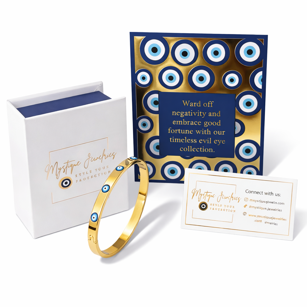 Mystique Jewelries Signature 18K Gold Plated Evil Eye Bangle