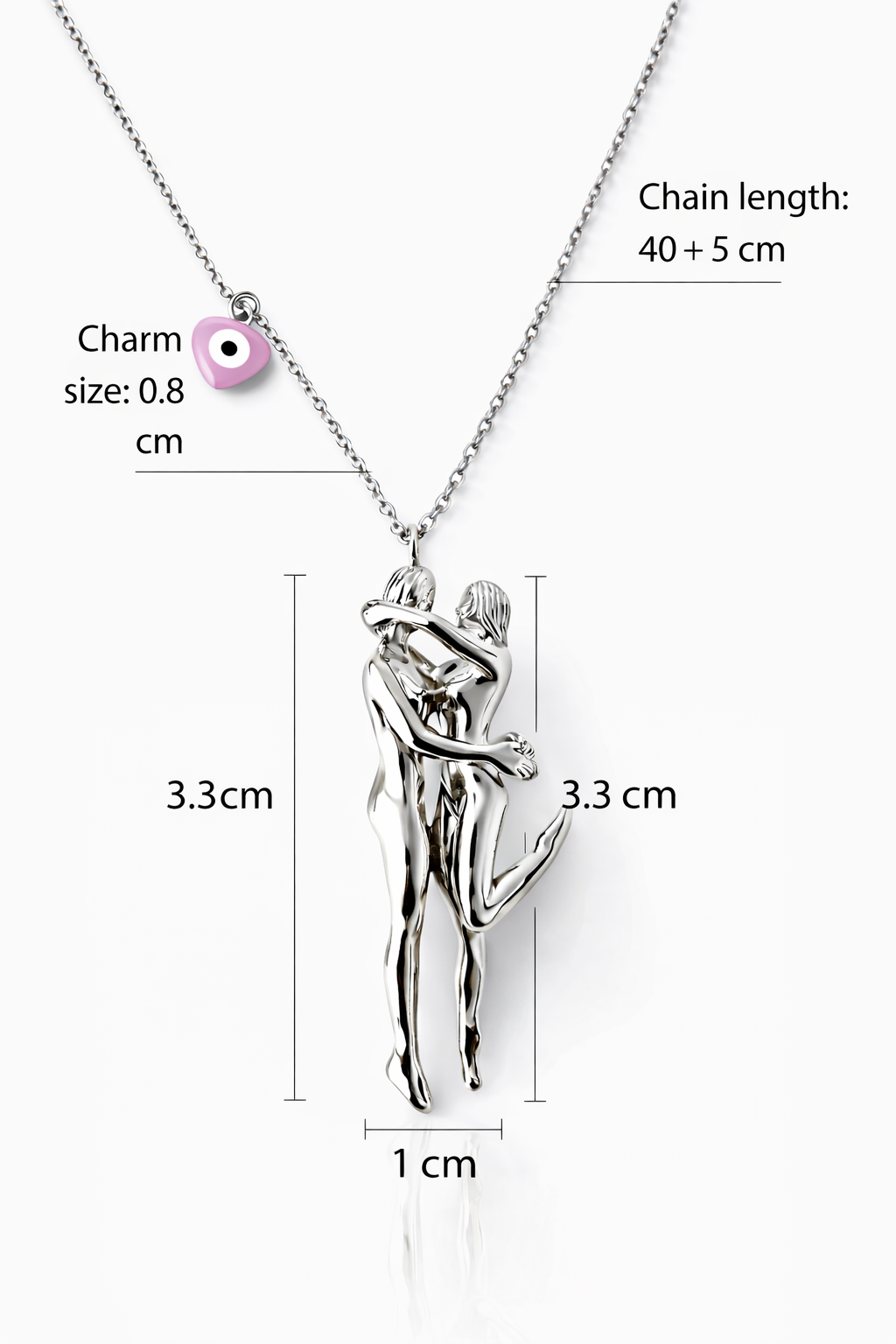 Mystique Jewelries Couple Hug Pendant Necklace with Evil eye charm