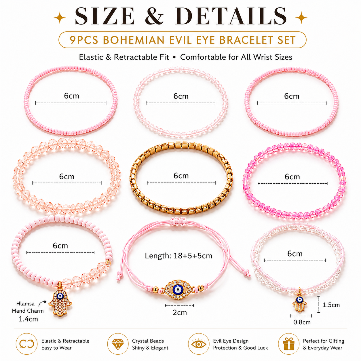 Mystique Jewelries 9PCS Bohemian Evil Eye and Hamsa Charm Adjustable Crystal Beaded Stack Bracelet Set 
Untitled May1_12:02