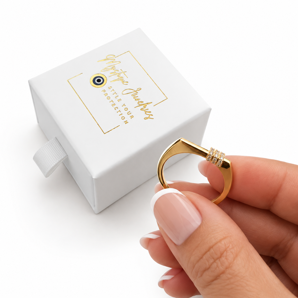 Mystique Jewelries Minimalist Gold Cubic Zirconia Bar Square Signet Flat Top Ring | Elegant Geometric Statement Jewelry