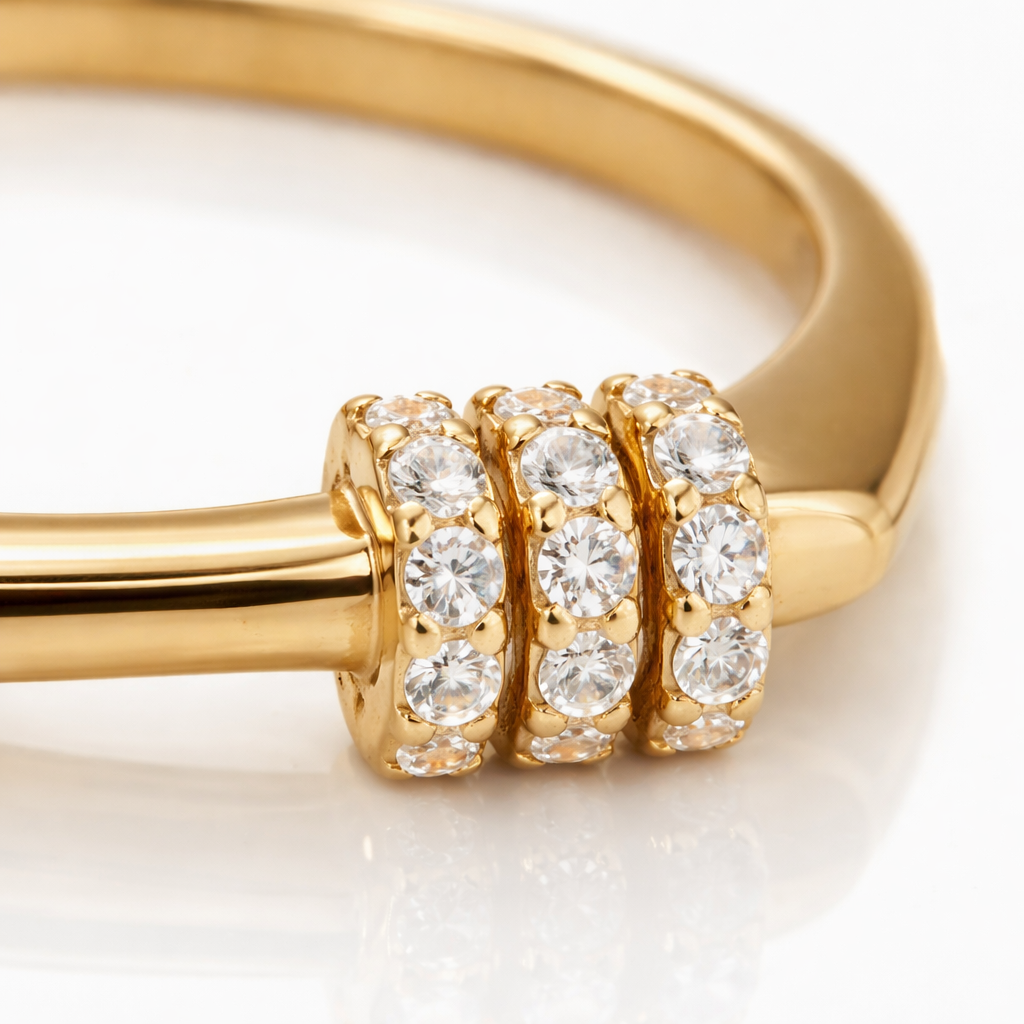 Mystique Jewelries Minimalist Gold Cubic Zirconia Bar Square Signet Flat Top Ring | Elegant Geometric Statement Jewelry
