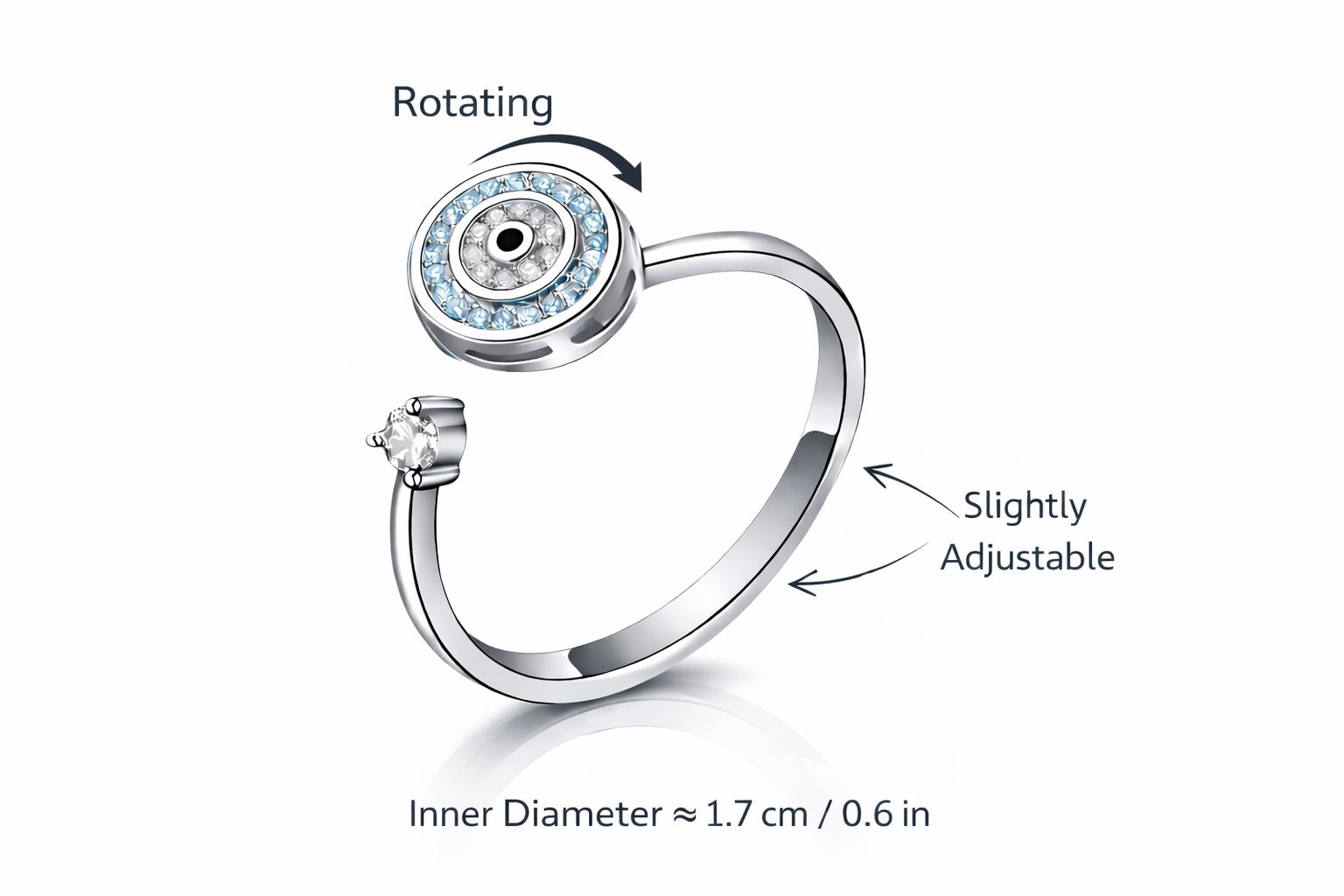 Mystique Jewelries Rotating Evil Eye Anti-Anxiety Ring