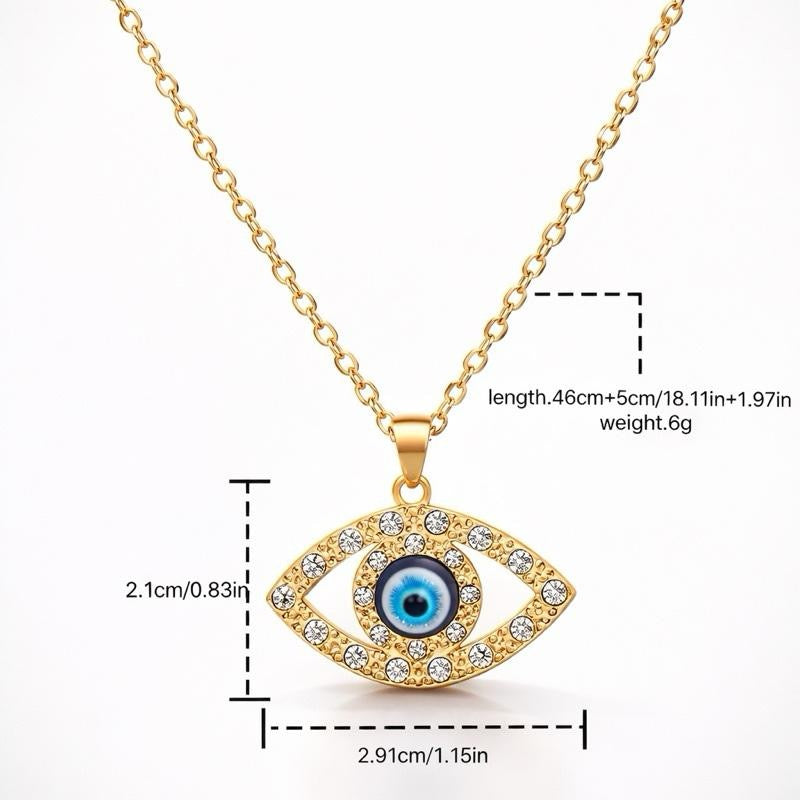 Mystique Jewelries Evil Eye Rhinestone Pendant Necklace