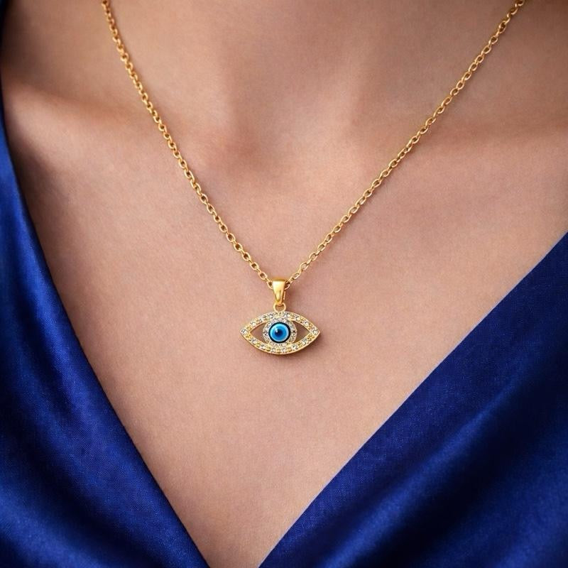 Mystique Jewelries Evil Eye Rhinestone Pendant Necklace